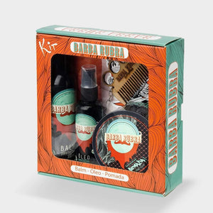 Kit Laranja - Balm, Óleo, Pomada e Pente - BARBA LENHADOR