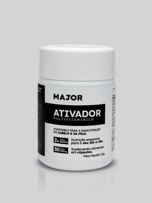 Frasco do Ativador Major Multivitamínico com Biotina – Suplemento para crescimento de barba, cabelo e fortalecimento dos fios