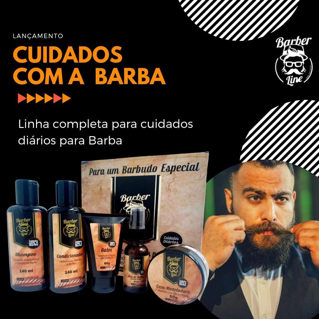 Kit para Cuidado da Barba - Shampoo + Condicionador + Balm + Cera Modeladora + Óleo para Barba - BARBA LENHADOR